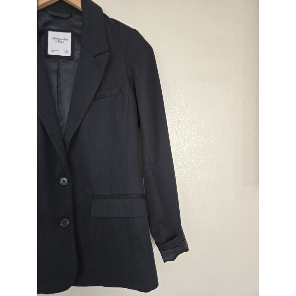 Abercrombie & Fitch Black Blazer Womens XS Tailored Lyocell Jacket Minimalist - Picture 2 of 11